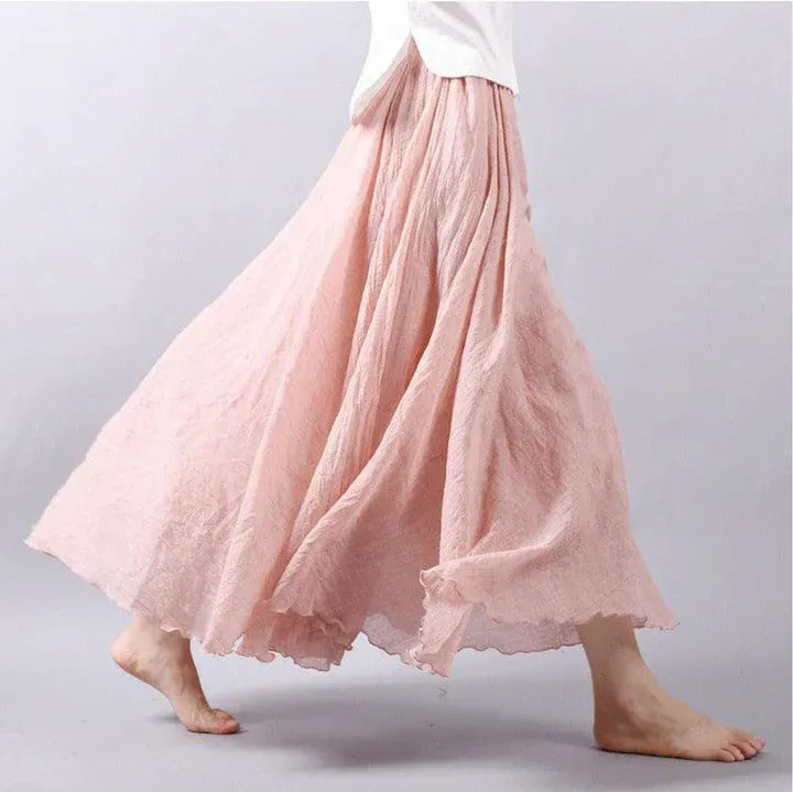 Women's High-Waisted Maxi Skirt with Ruffled Hem