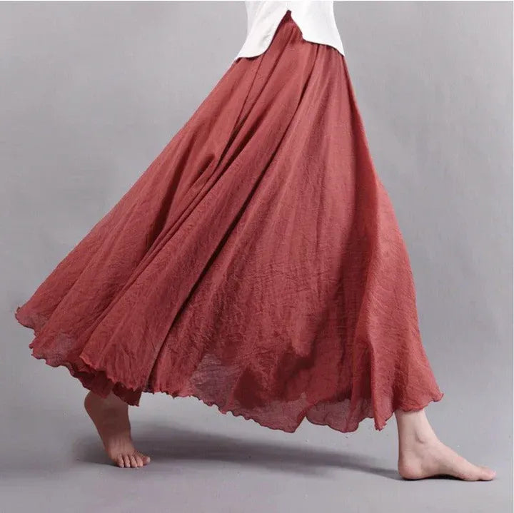Women's High-Waisted Maxi Skirt with Ruffled Hem
