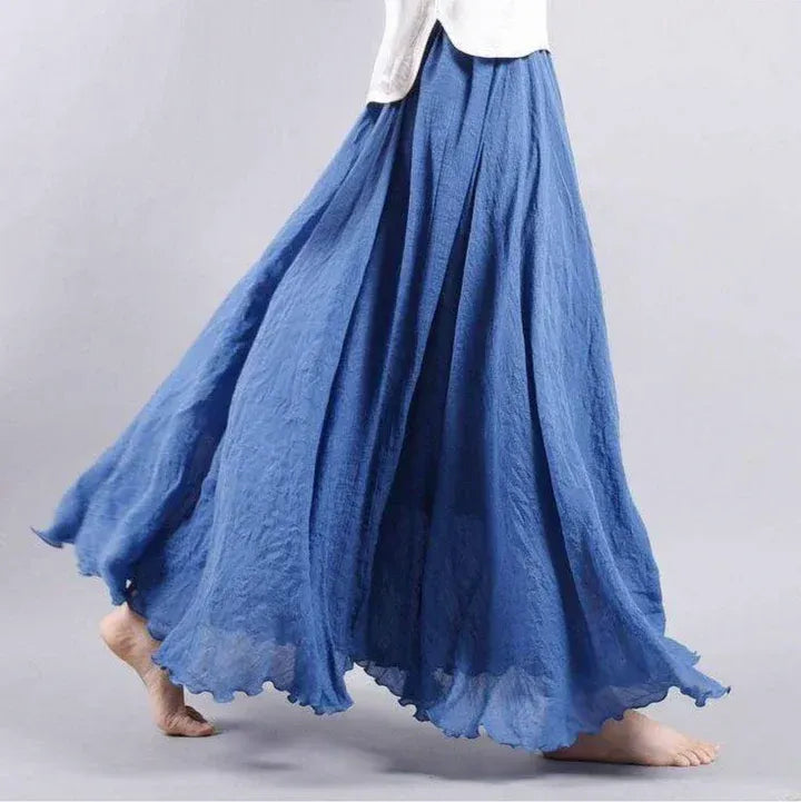 Women's High-Waisted Maxi Skirt with Ruffled Hem