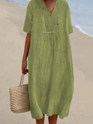 Women's Deep V-Neck Midi Dress
