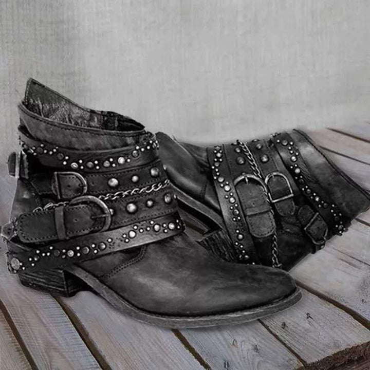 Women's Ankle Boots with Studded Straps