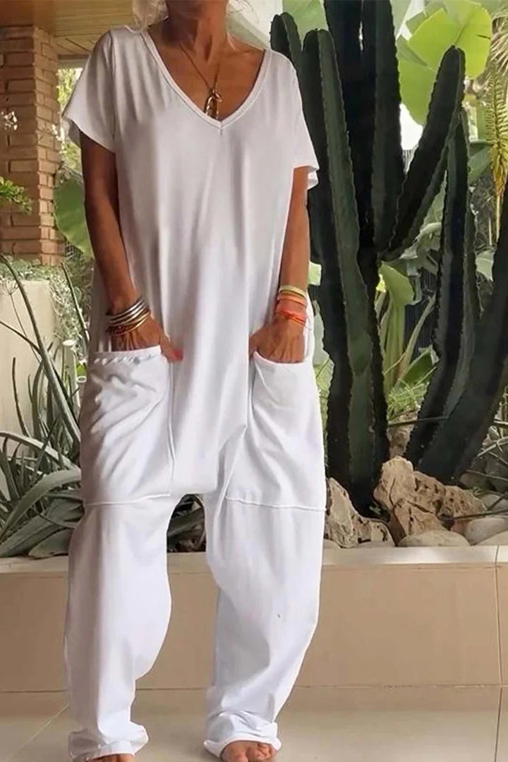 Women’s Ribbed V-Neck Jumpsuit