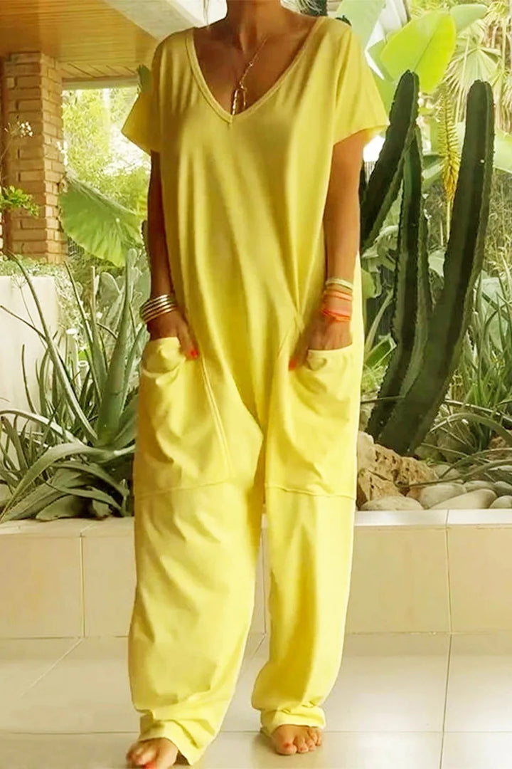Women’s Ribbed V-Neck Jumpsuit