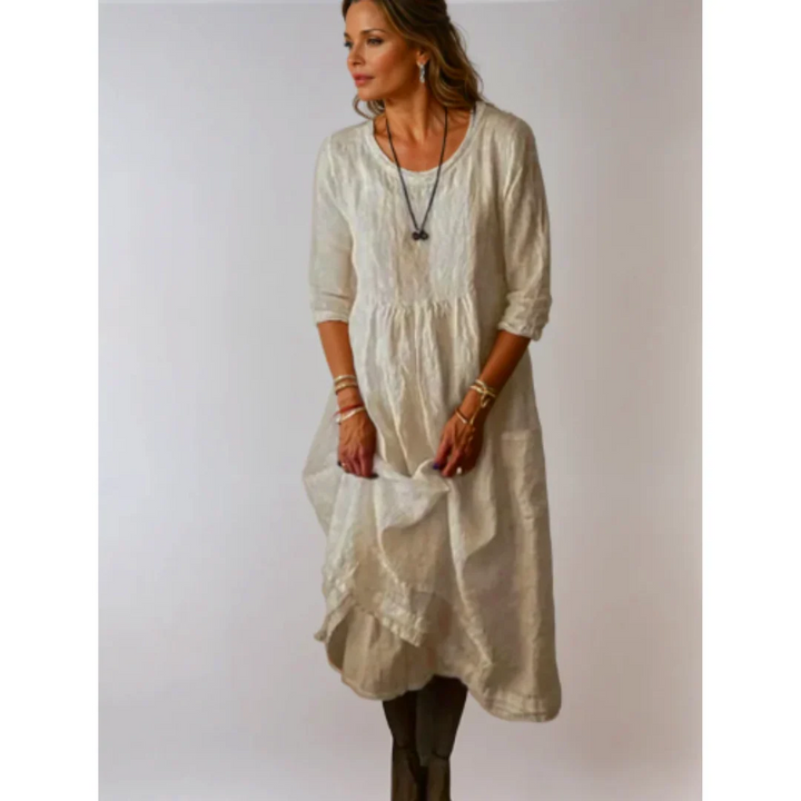 Women's Double-Layered Hem Midi Dress