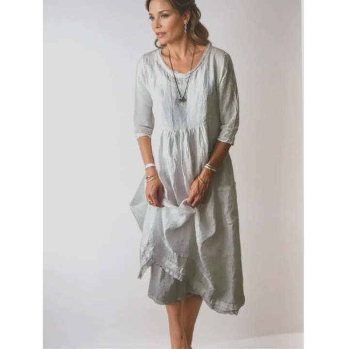 Women's Double-Layered Hem Midi Dress