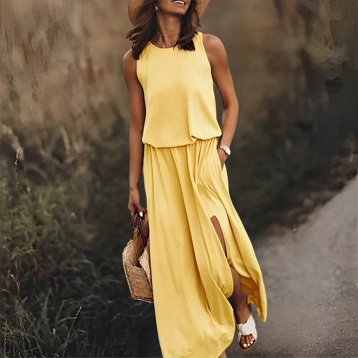 Women’s Sleeveless Maxi Dress with Side Slit