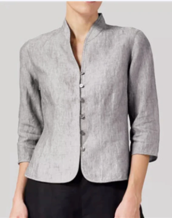 Women’s Blouse with Mandarin Split Collar