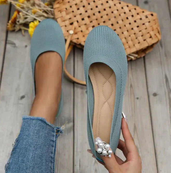 Women’s Round Toe Slip-On Knit Shoes