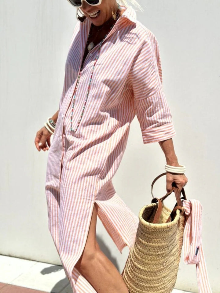 Women's Striped Midi Shirtdress