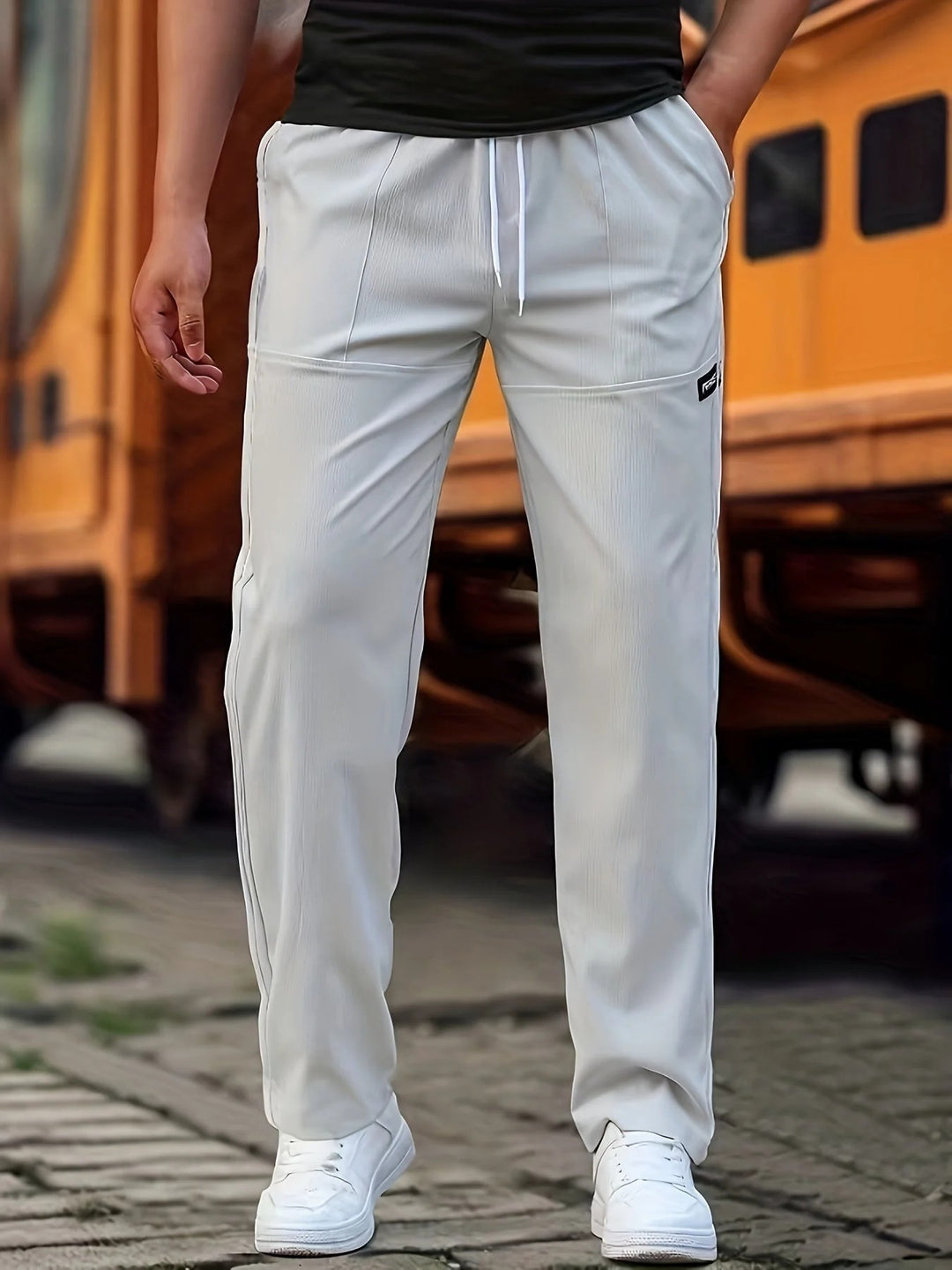 Men’s Straight-Leg Pants with Drawstring
