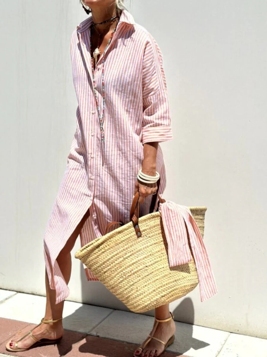 Women's Striped Midi Shirtdress