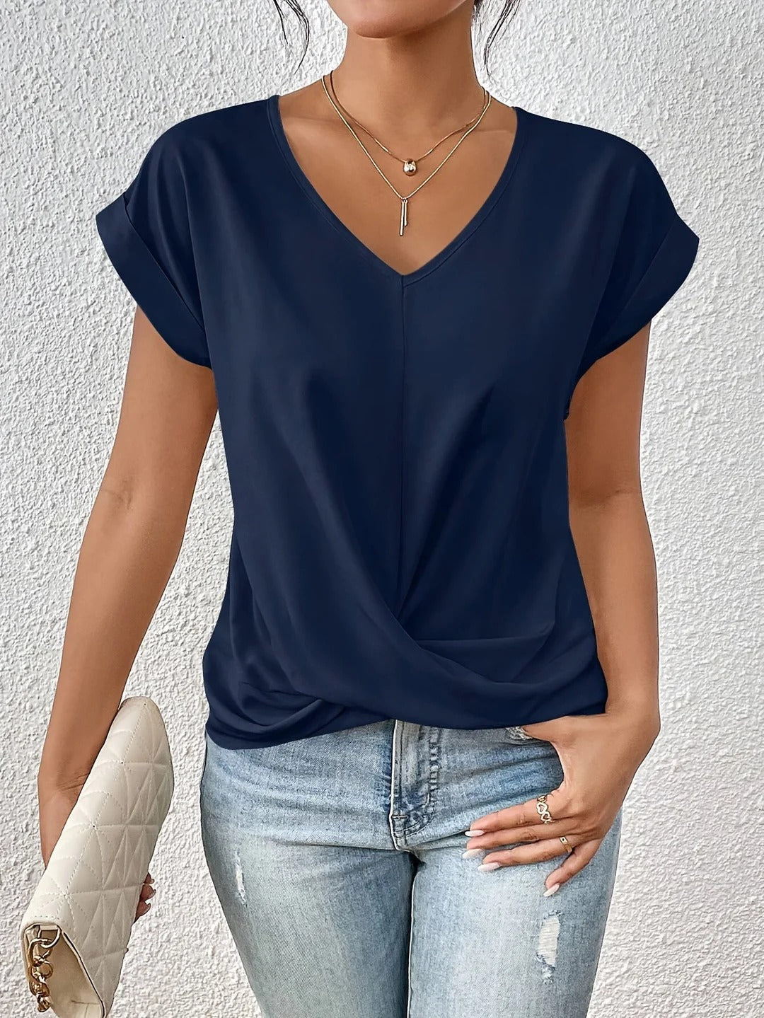 Women’s V-Neck Twist-Hem T-Shirt