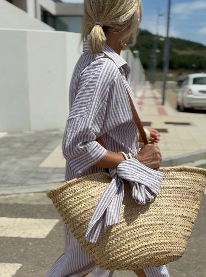 Women's Striped Midi Shirtdress