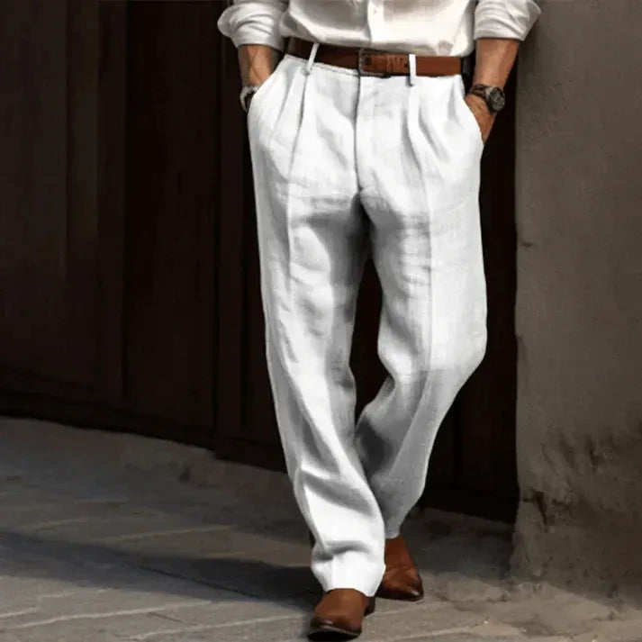 Men’s Pleated Straight-Leg Trousers