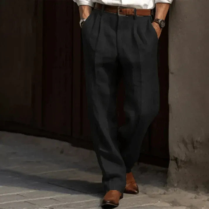 Men’s Pleated Straight-Leg Trousers