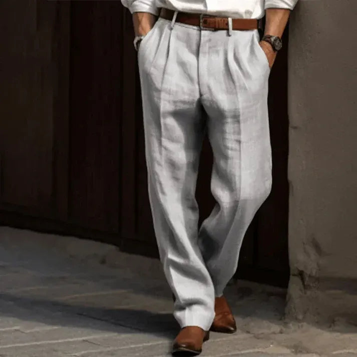 Men’s Pleated Straight-Leg Trousers