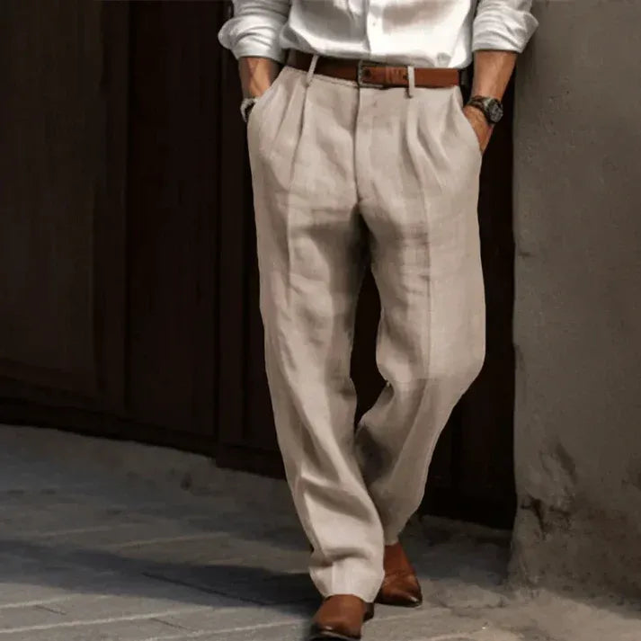 Men’s Pleated Straight-Leg Trousers