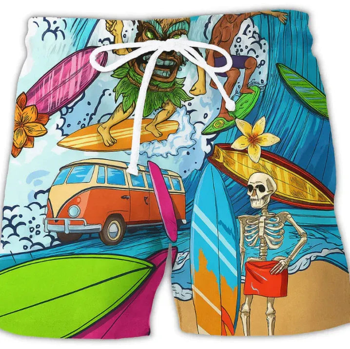Men’s Drawstring Shorts with Retro Print