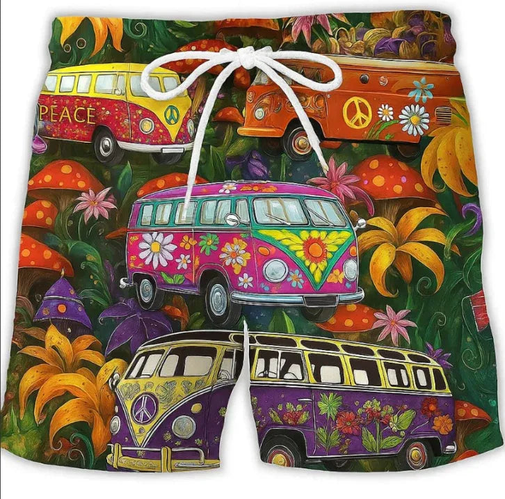 Men’s Drawstring Shorts with Retro Print