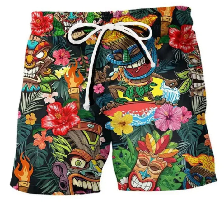 Men’s Drawstring Shorts with Retro Print