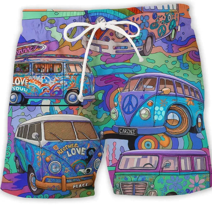 Men’s Drawstring Shorts with Retro Print