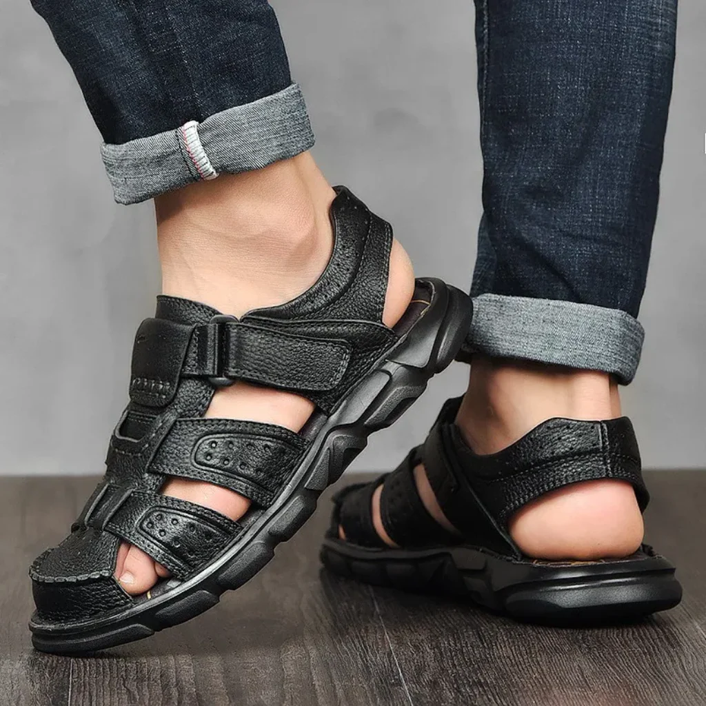 Men’s Closed-Toe Sandals with Adjustable Ankle Strap