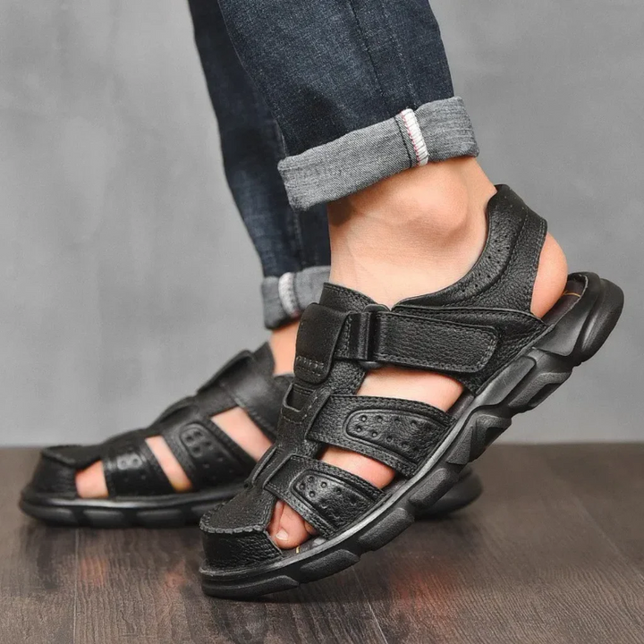 Men’s Closed-Toe Sandals with Adjustable Ankle Strap
