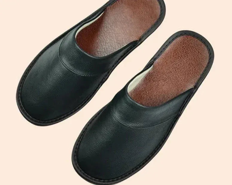 Men’s Leather Slip-On Slippers