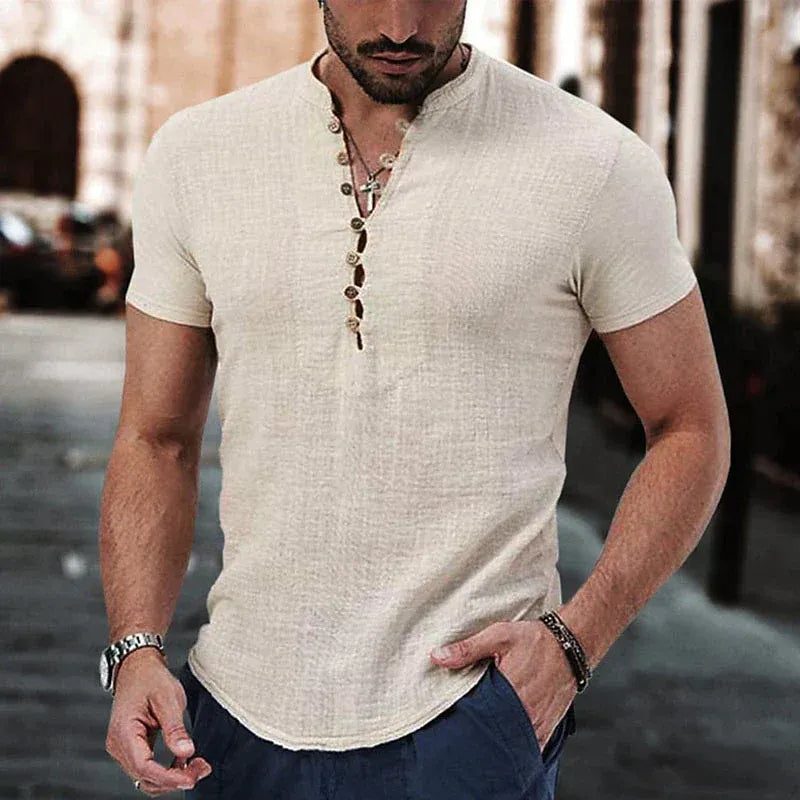 Men’s Short-Sleeve Shirt with Button Placket