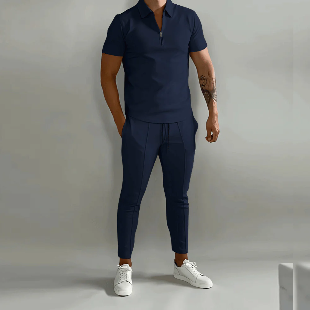 Men’s Polo and Slim-Fit Trouser Set