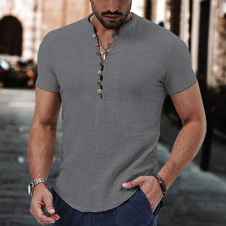 Men’s Short-Sleeve Shirt with Button Placket