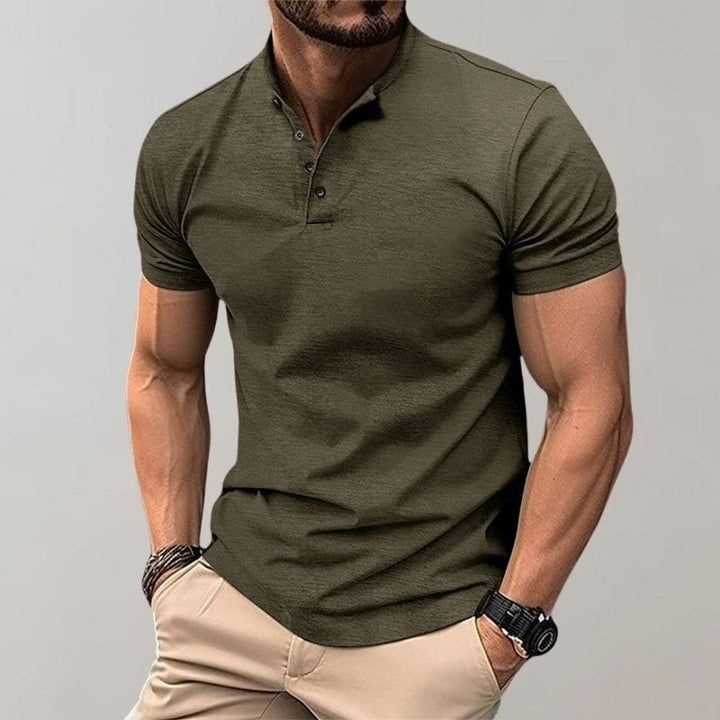 Men’s Slim-Fit Polo Shirt with Henley Collar