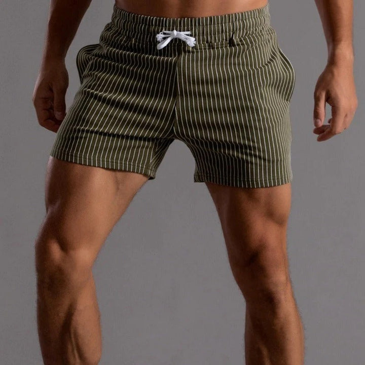 Men’s Slim-Fit Shorts with Pinstripe Pattern