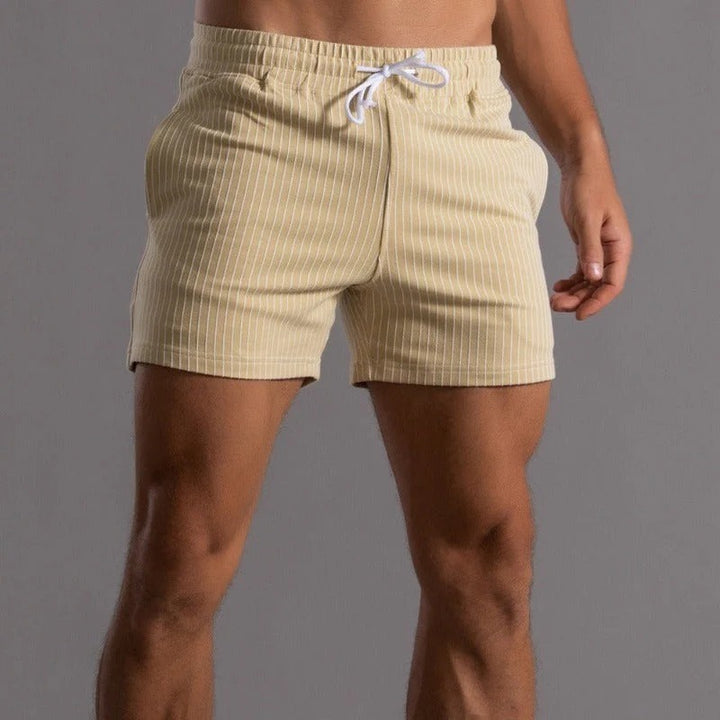 Men’s Slim-Fit Shorts with Pinstripe Pattern