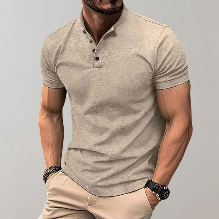 Men’s Slim-Fit Polo Shirt with Henley Collar