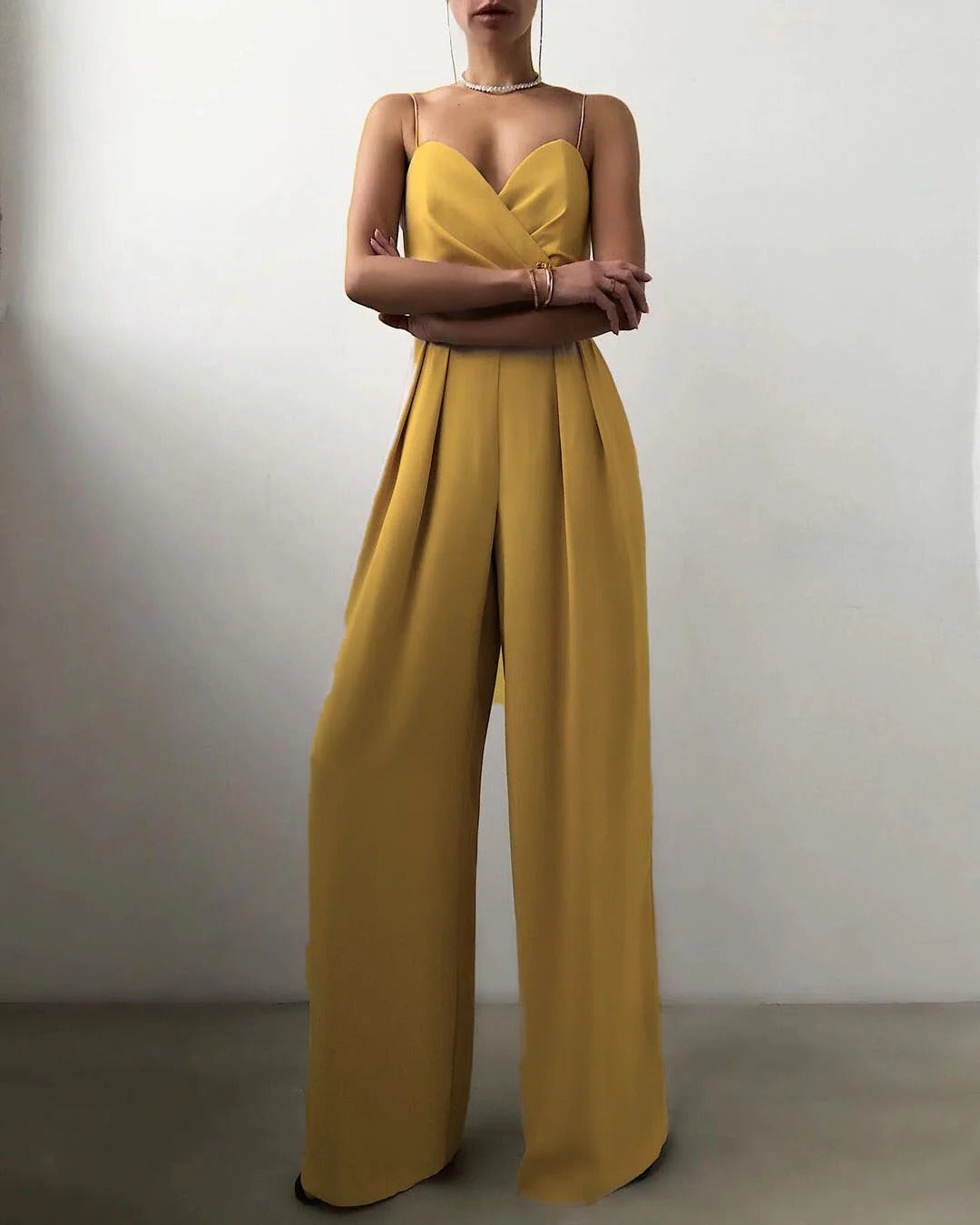 Women's Sweetheart Neckline Wide-Leg Jumpsuit