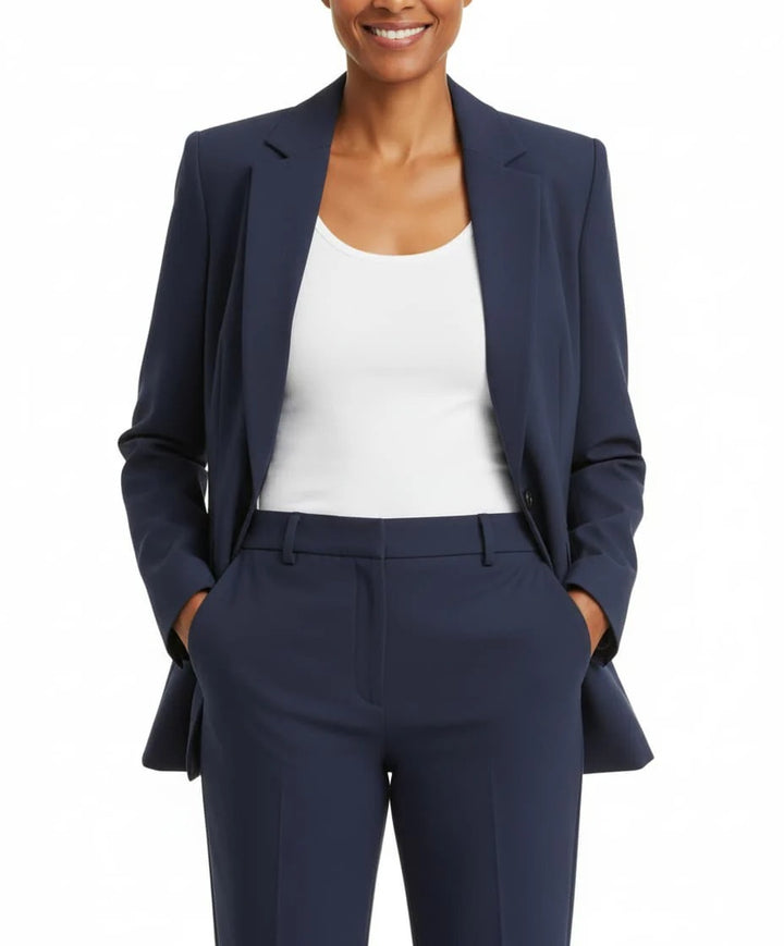 Women's Single-Breasted Blazer and High-Waisted Trouser Set