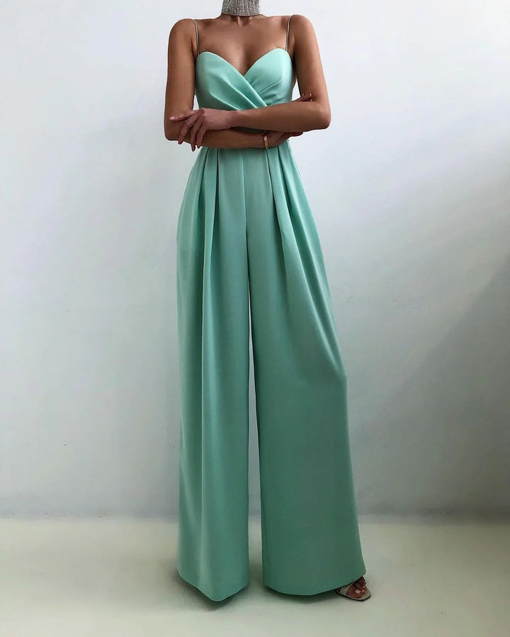 Women's Sweetheart Neckline Wide-Leg Jumpsuit