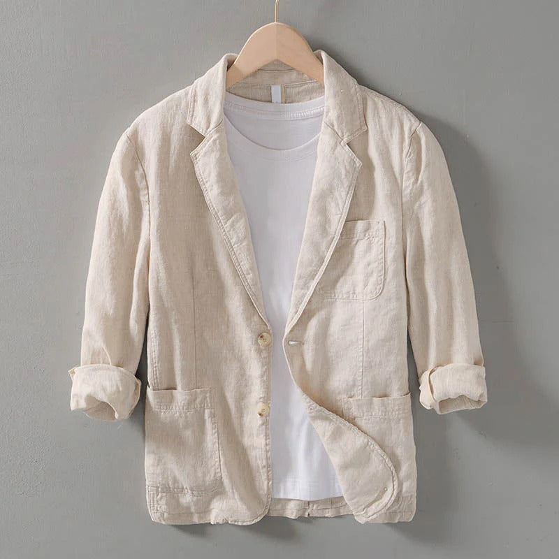 Men's Linen Blazer with Pockets