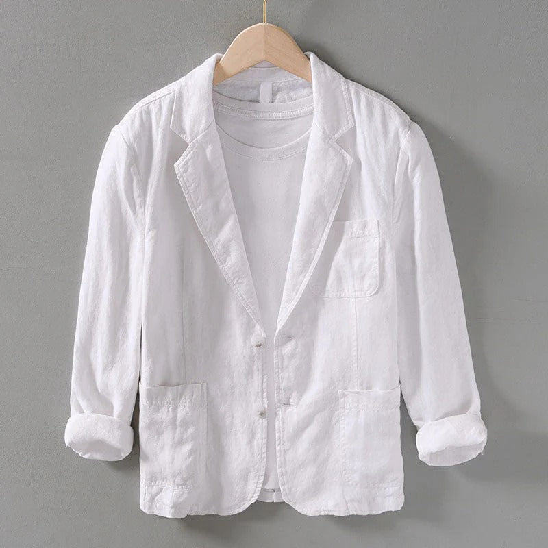 Men's Linen Blazer with Pockets