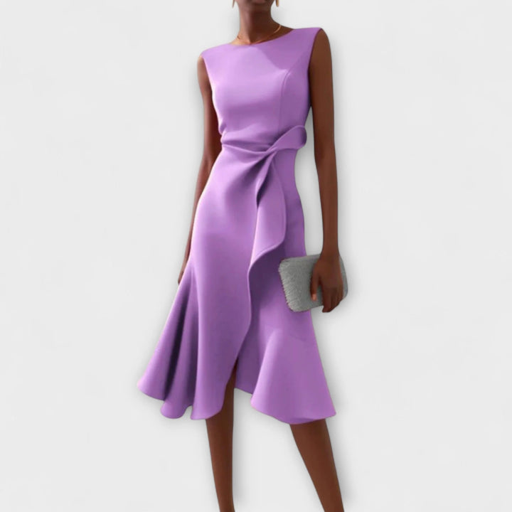 Women's Sleeveless Midi Dress with Wrap-Style Skirt