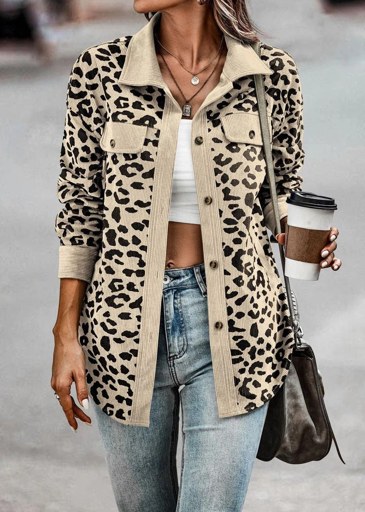 Women's Leopard Print Button-Front Jacket