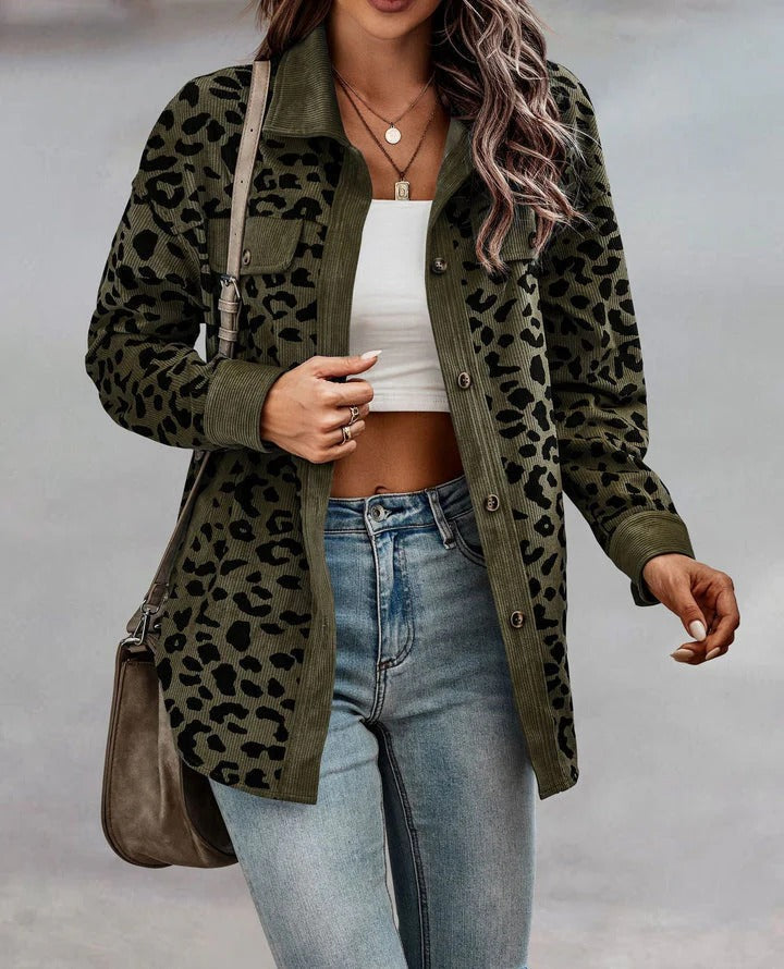 Women's Leopard Print Button-Front Jacket
