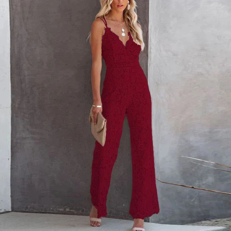 Women's Floral Lace Sleeveless Jumpsuit