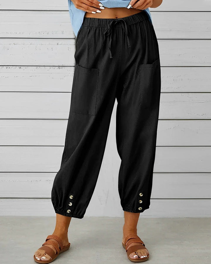 Women’s Cropped Trousers with Elasticized Cuffs