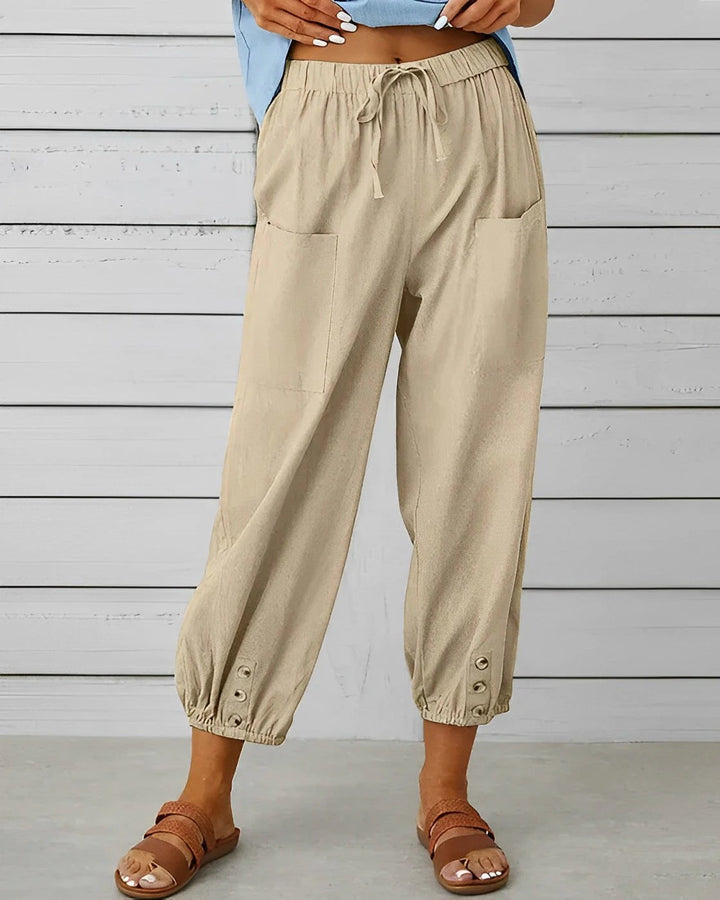 Women’s Cropped Trousers with Elasticized Cuffs