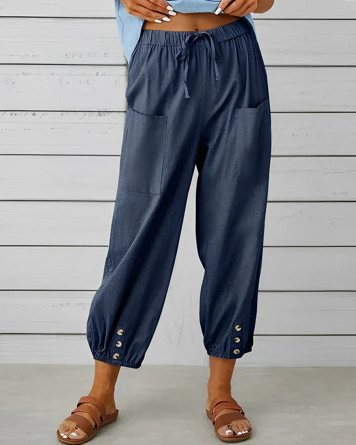 Women’s Cropped Trousers with Elasticized Cuffs