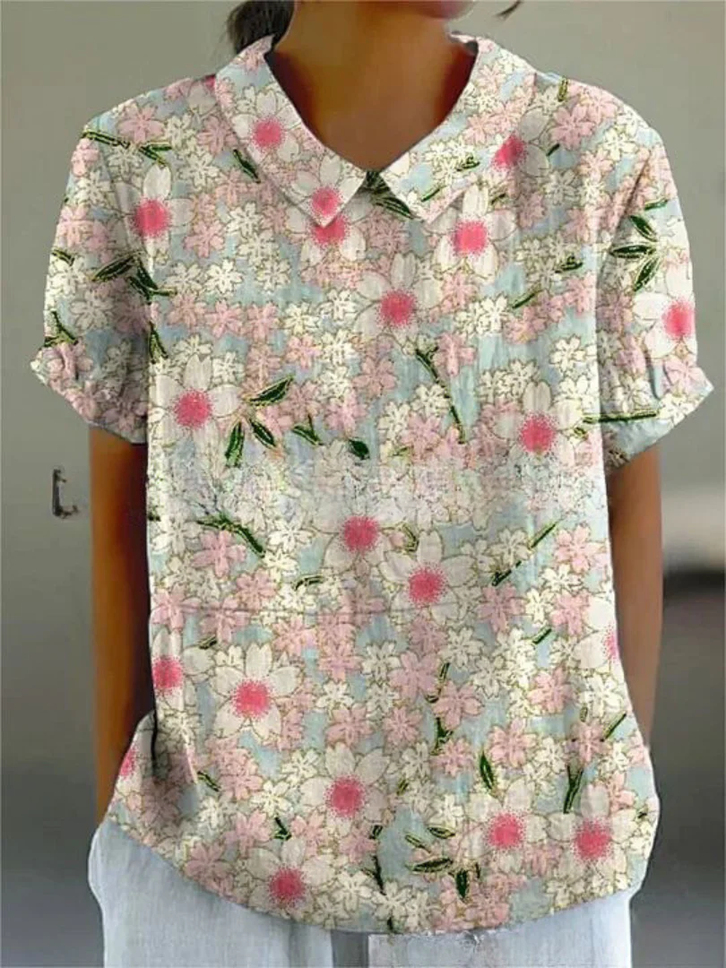 Women’s Short-Sleeve Floral Blouse