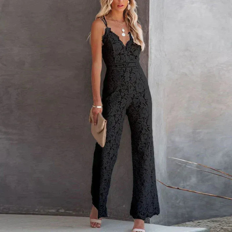 Women's Floral Lace Sleeveless Jumpsuit
