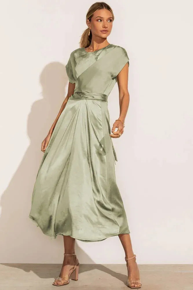 Women’s Satin-Finish Midi Dress